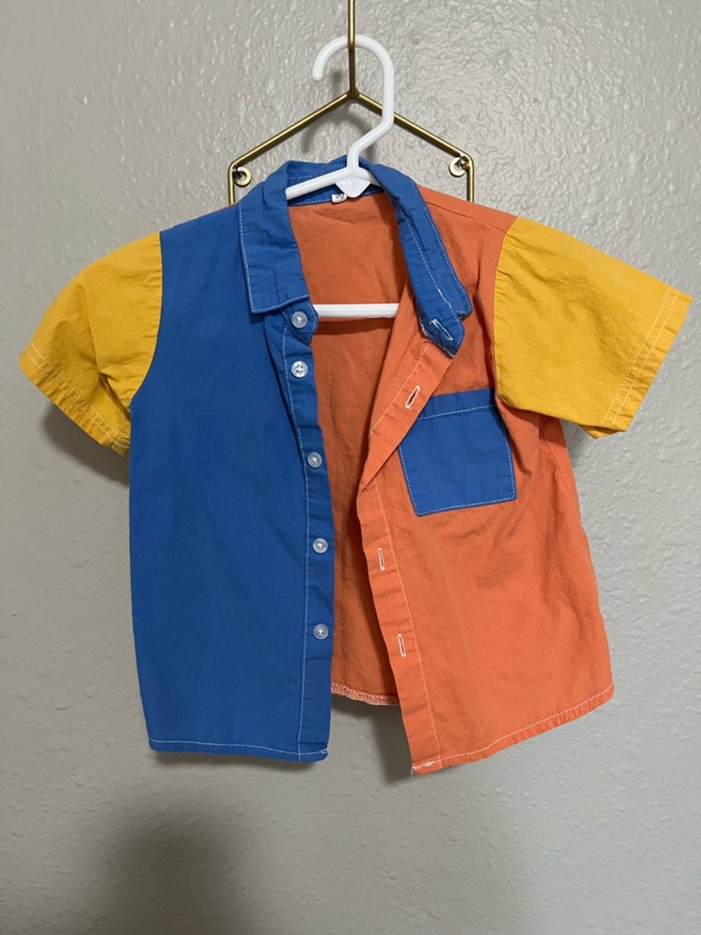 Colorblock Short-Sleeve Shirt for Kids - Blue, Orange & Yellow